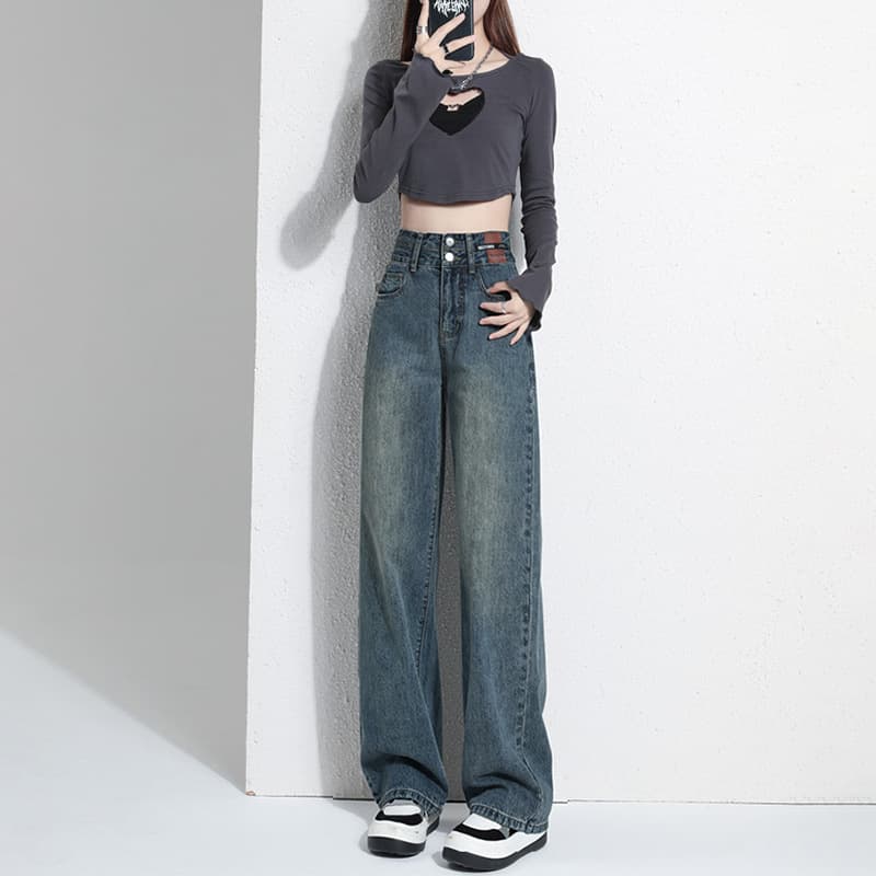ストレートパンツ ゆったりシルエット ストレートデニムパンツ