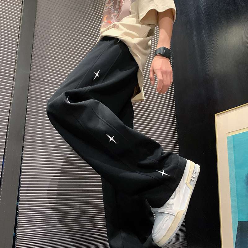 ストレートパンツ 星空柄ジャージーロングパンツ