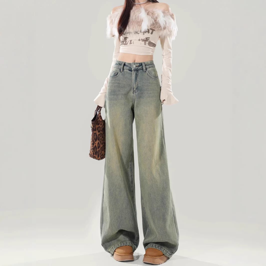 ストレートパンツ ゆったりシルエットデニムパンツ