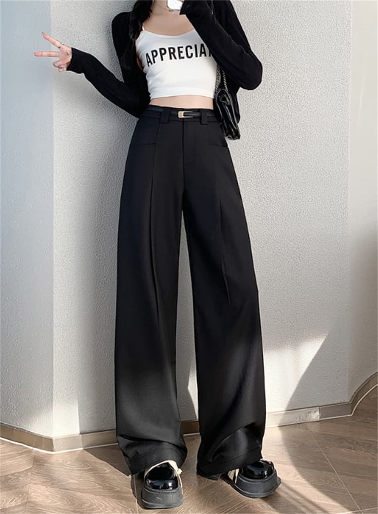 ハイウエストストレートパンツ ロング丈 春夏定番