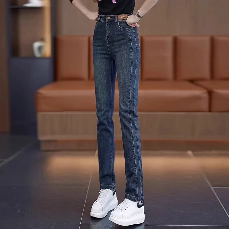 ストレートパンツ すっきり美脚ストレートデニムパンツ