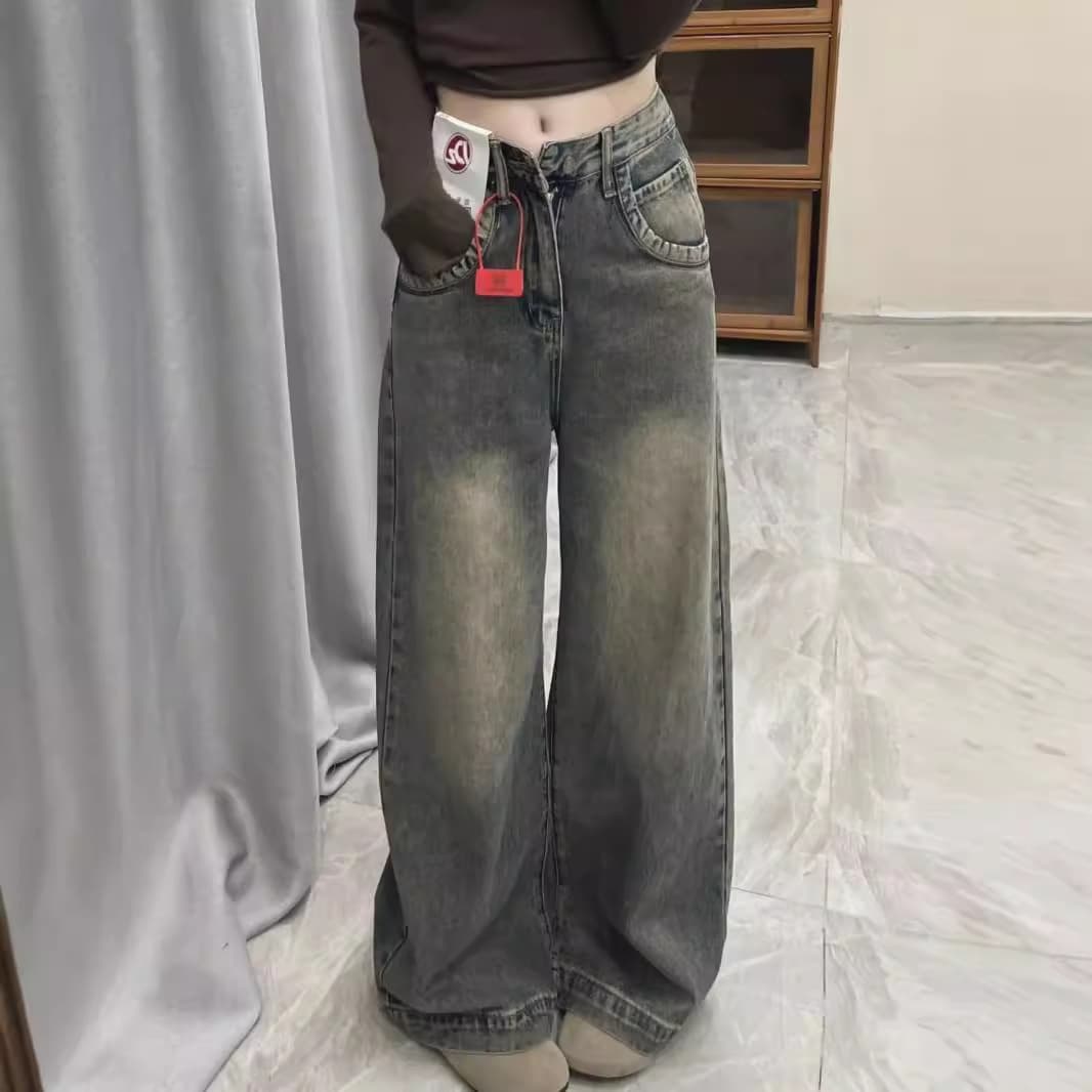 ストレートパンツ ヴィンテージ風ワイドストレートデニム