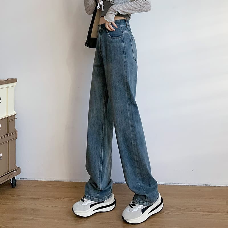 ストレートパンツ ゆったりシルエットデニムパンツ