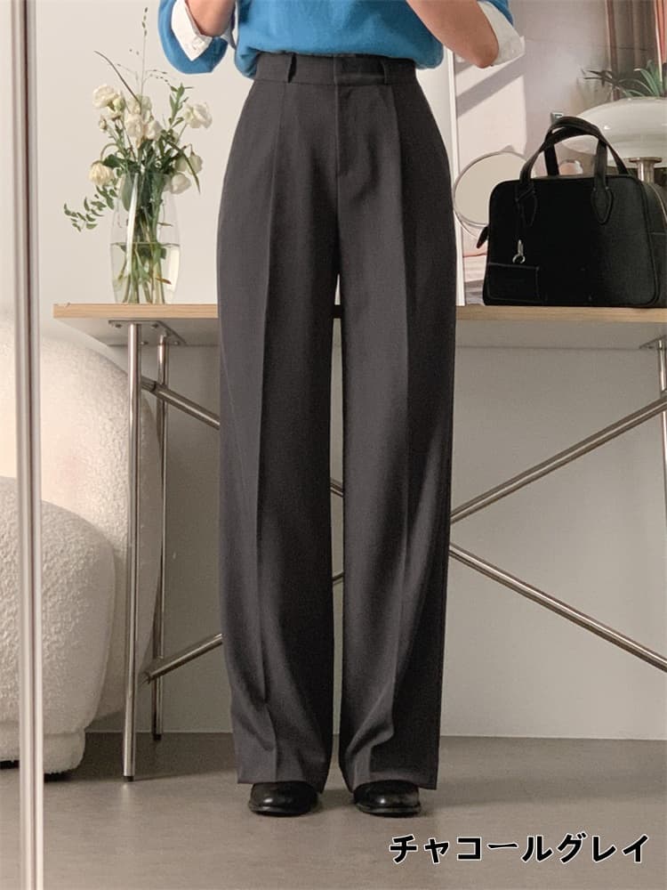 上品な事務所着用ストレートパンツ