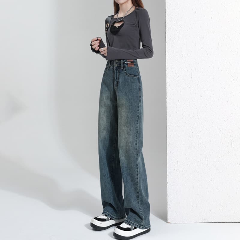 ストレートパンツ ゆったりシルエット ストレートデニムパンツ