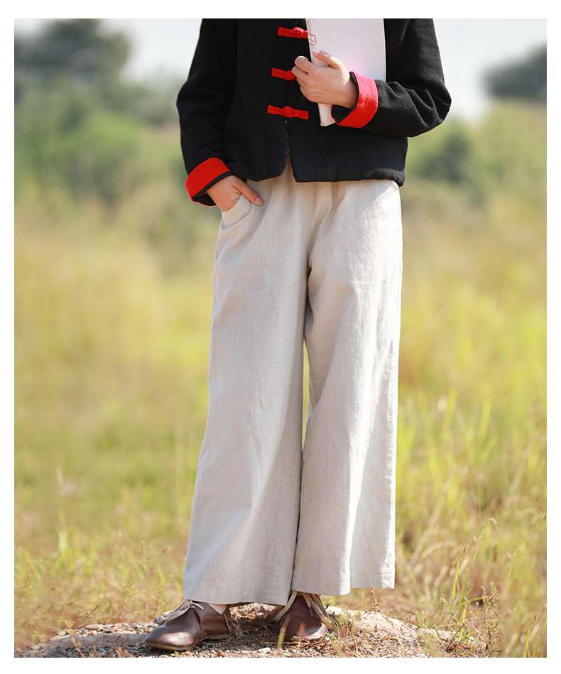 ストレートパンツ なめらかリネンワイドパンツ
