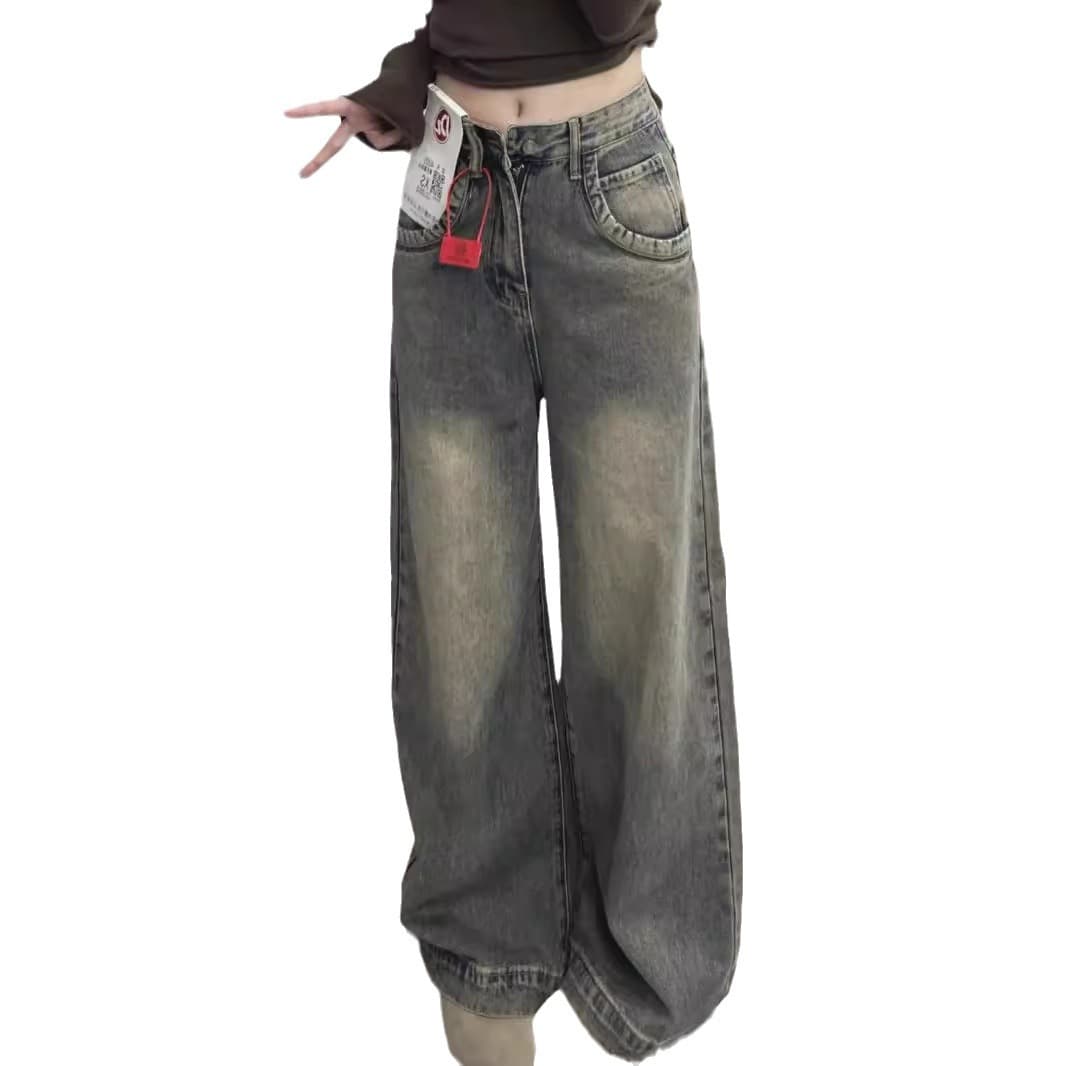 ストレートパンツ ヴィンテージ風ワイドストレートデニム