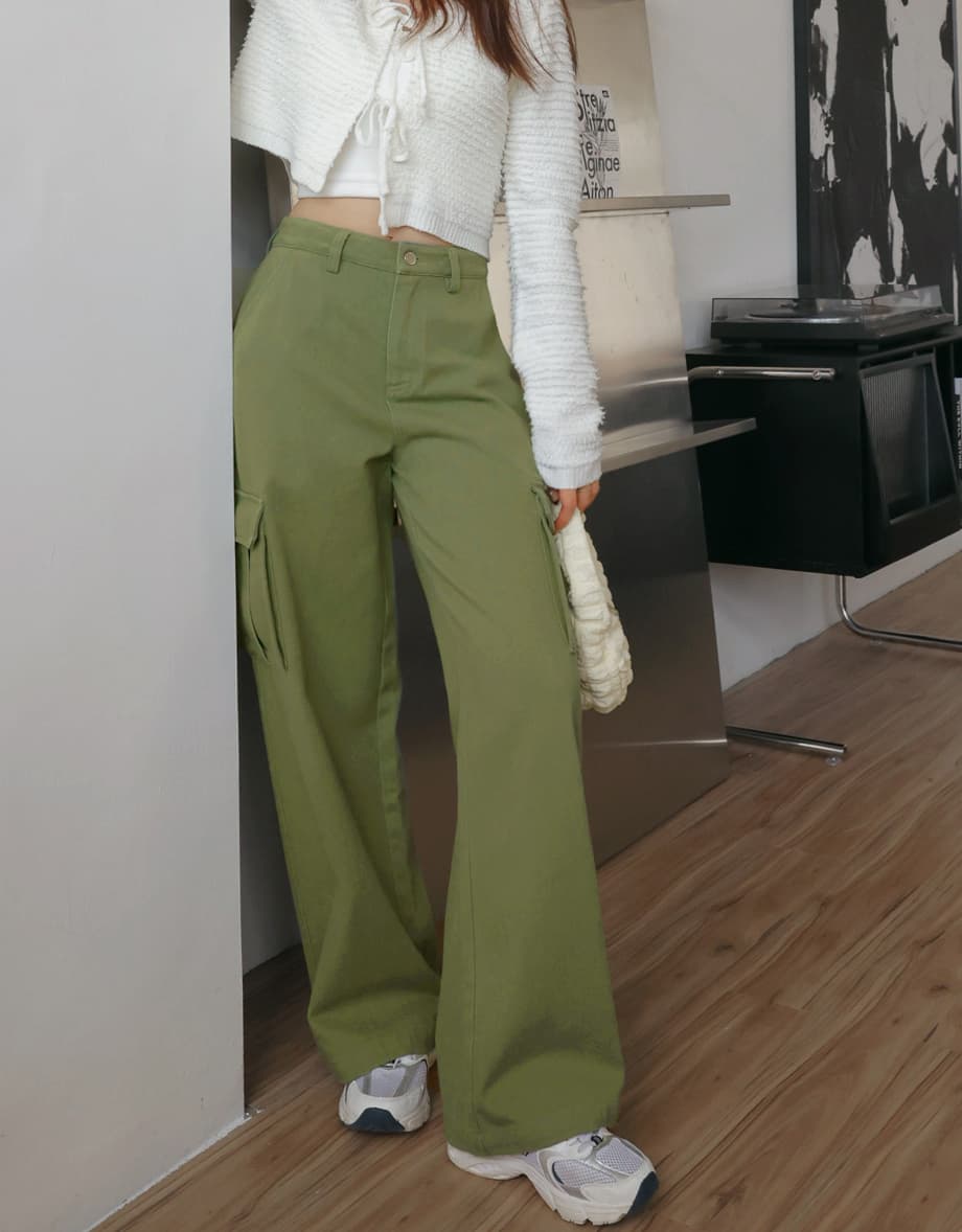 ストレートパンツ ゆったりミリタリーレッグ ストレートカーゴパンツ