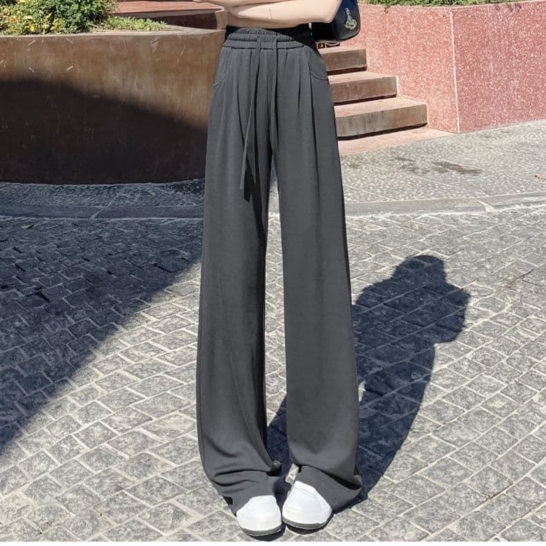 ストレートパンツ 涼やかな風合いリネンストレートパンツ