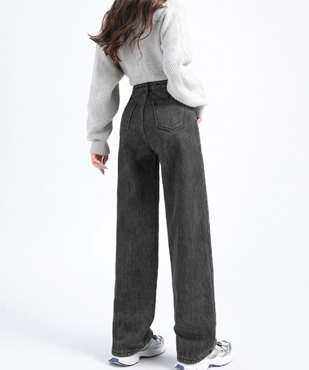 ストレートパンツ ウエスト調整可能デニムパンツ美脚ストレート