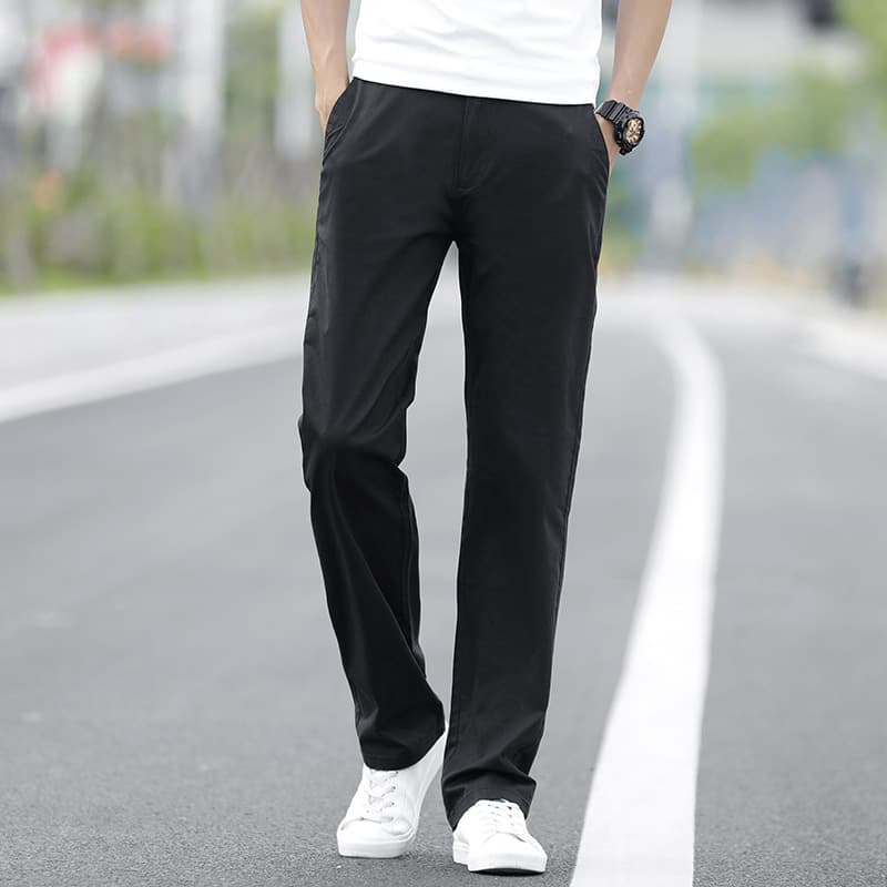 ストレートパンツ 純綿ゆったりストレートスラックス