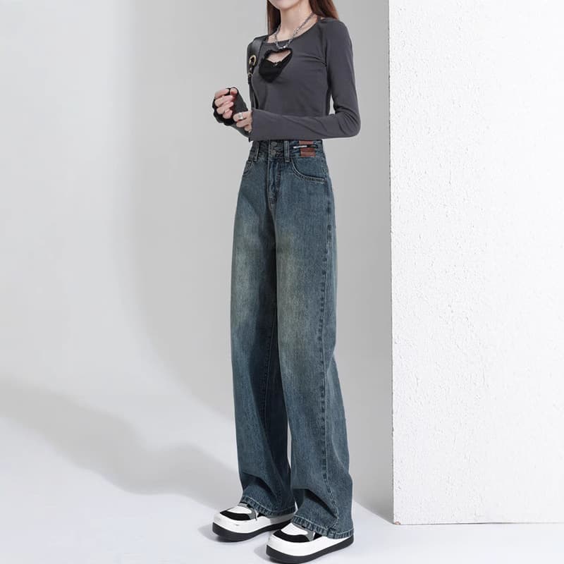 ストレートパンツ ゆったりシルエットワイドデニム