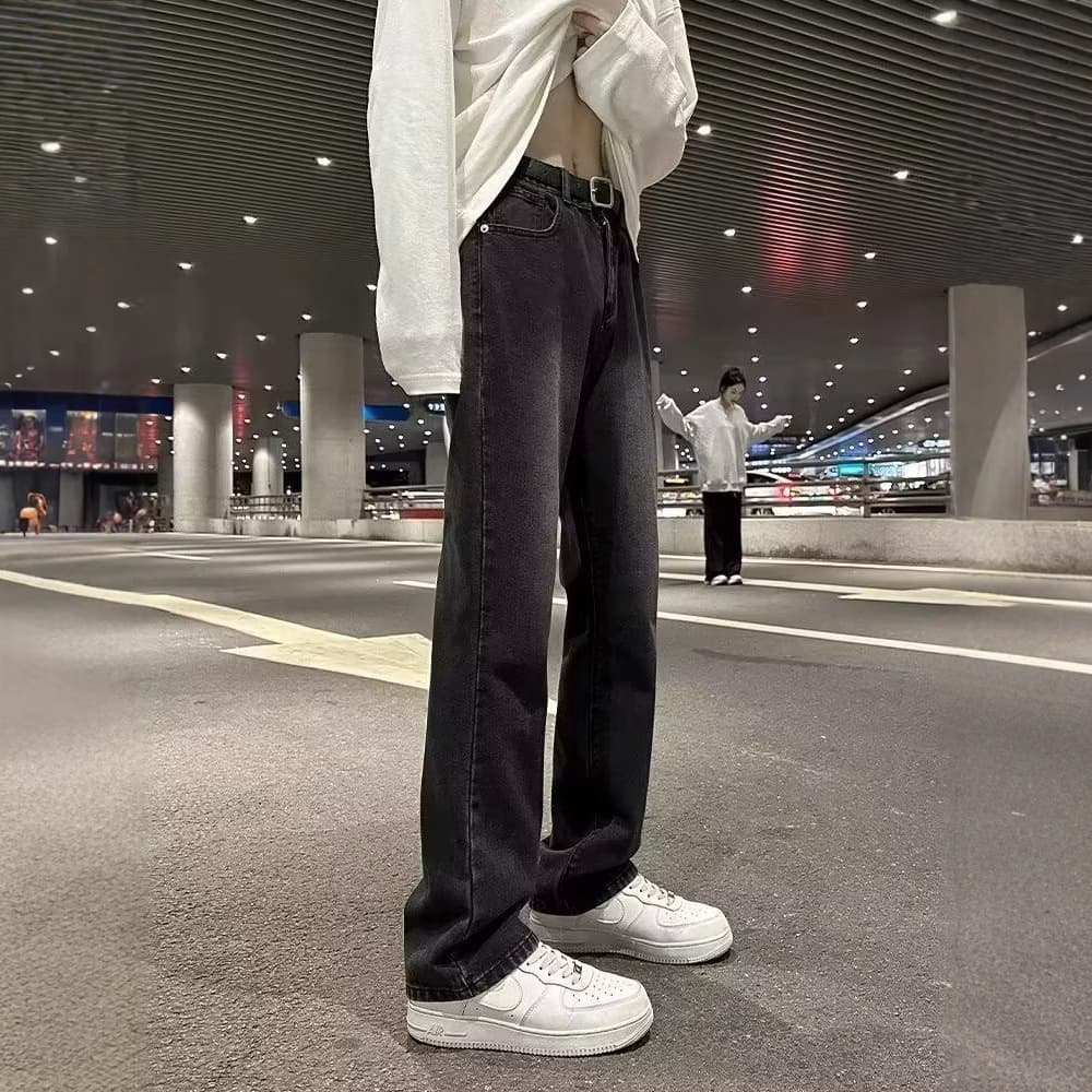 ストレートパンツ シンプルストレートデニムパンツ