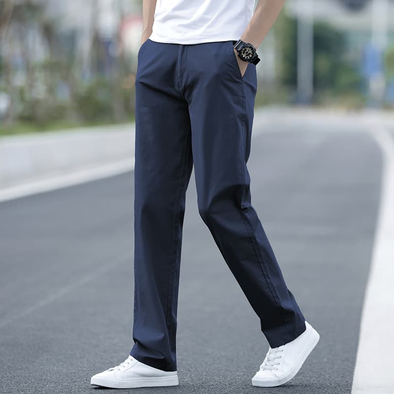 ストレートパンツ 純綿ゆったりストレートスラックス