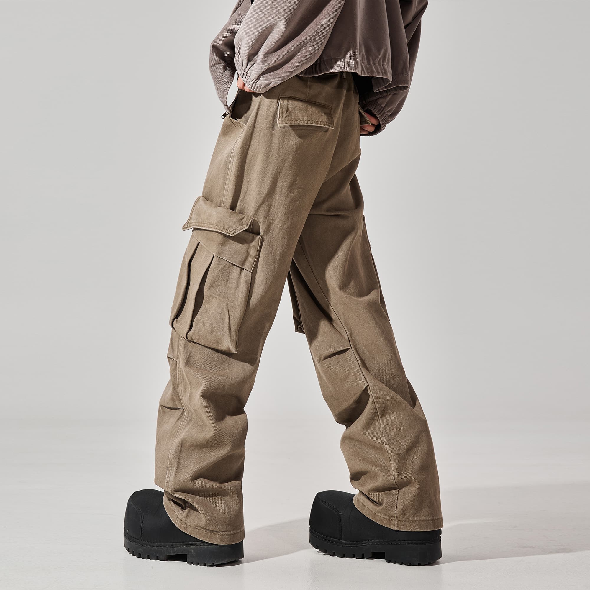 ストレートパンツ ワーク風デザインストレートカーゴパンツ