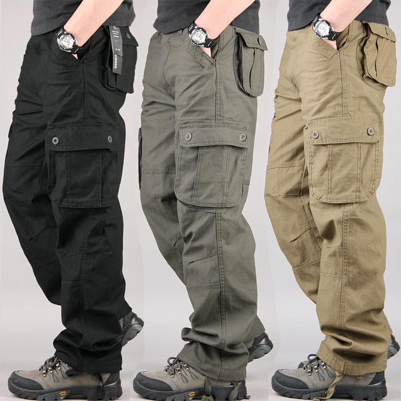 ストレートパンツ 多機能ポケット付きストレートカーゴパンツ