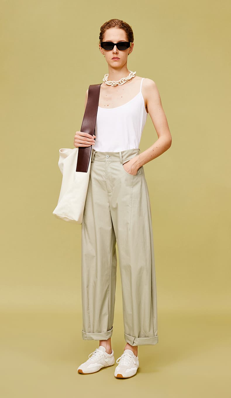 ストレートパンツシンプルワイドストレートパンツ