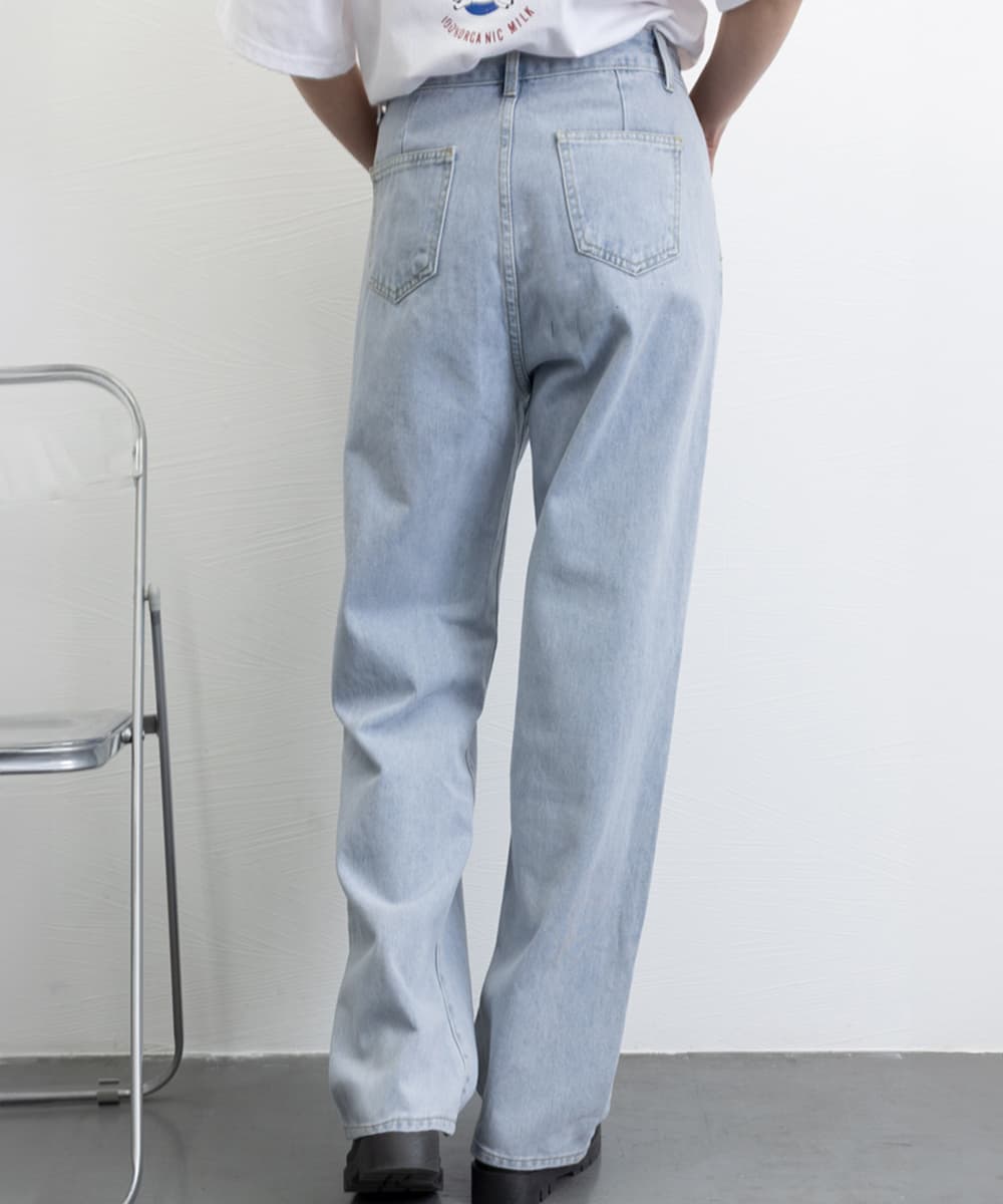 ストレートパンツ ウエスト調整可能デニムパンツ美脚ストレート