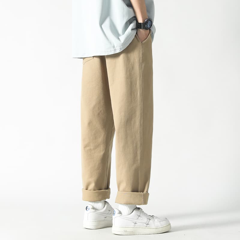 ストレートパンツ シンプル美脚ストレートチノパンツ
