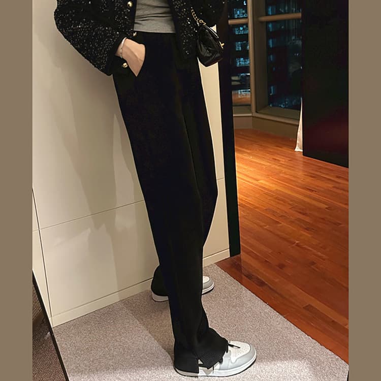 レディース裏起毛コーデュロイストレートパンツ