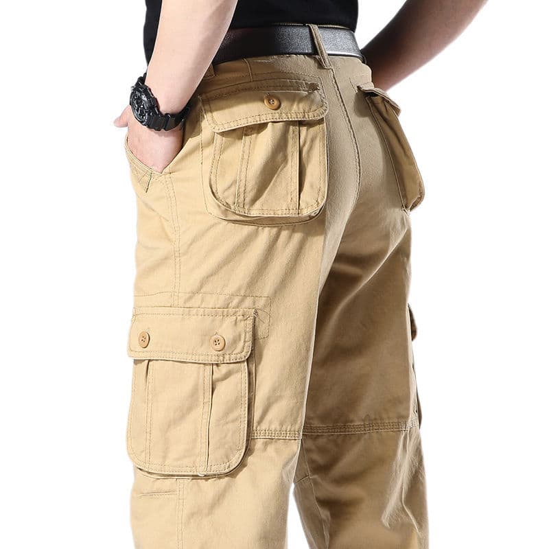 ストレートパンツ 多機能ポケット付きストレートカーゴパンツ