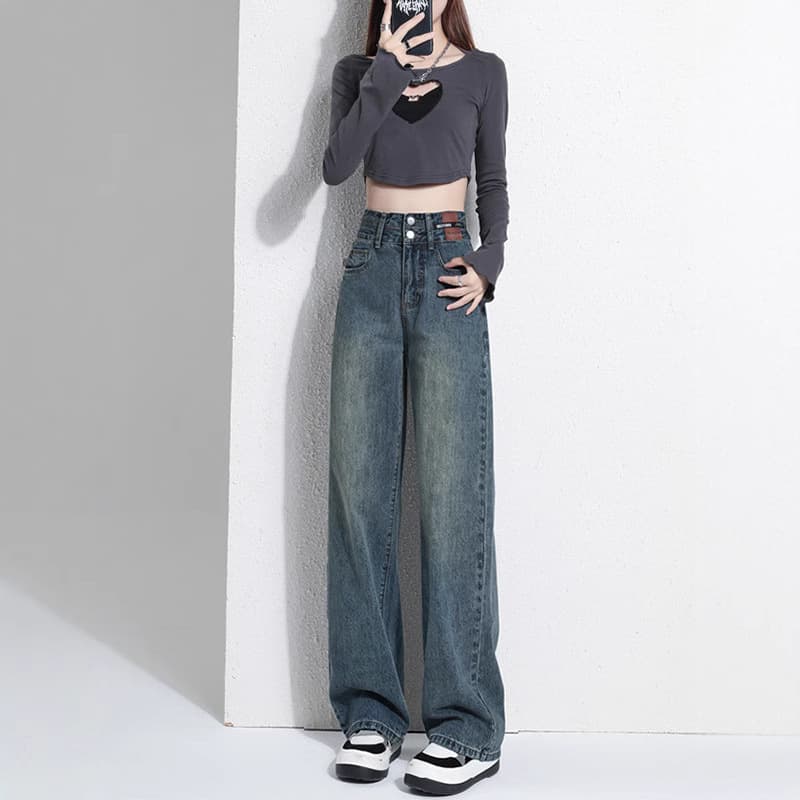 ストレートパンツ ゆったりシルエットワイドデニム